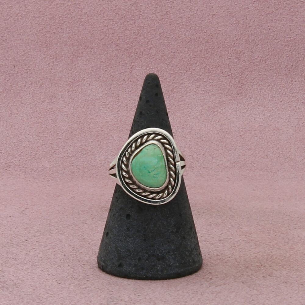 navajo sterling silver vintage braided turquoise ring size 6